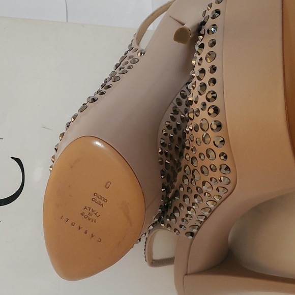 Casadei Sweet Ghiaia Peep-Toe Swarovski Crystal Studded Slingback Platfo… - Picture 5 of 9